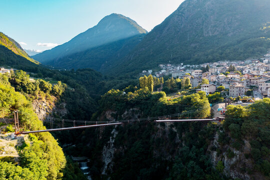 Sondrio in Valtellina, Italy,  cable-stayed bridge construction in Cassandre