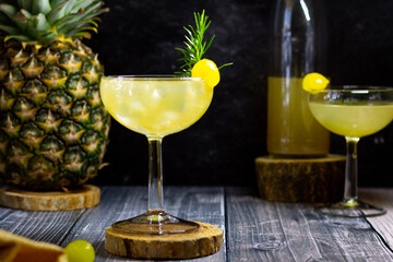 cocktail with fruits and pinapple