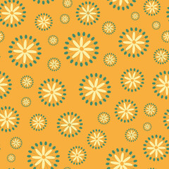 Yellow, orange and brown vintage flowers seamless background