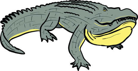 alligator cartoon art isolated vector illustration.