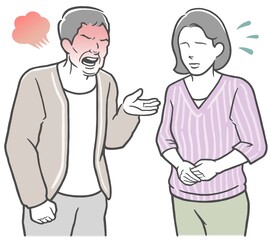 中年夫婦　夫に怒られる妻