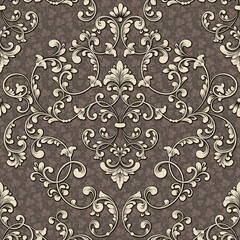 Damask seamless pattern element. Vector floral damask ornament vintage illustration.