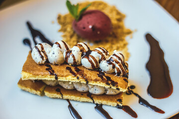 Pastry chef making dessert