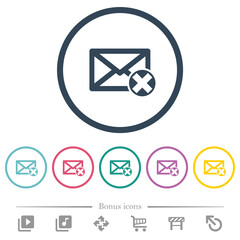 Delete mail flat color icons in round outlines