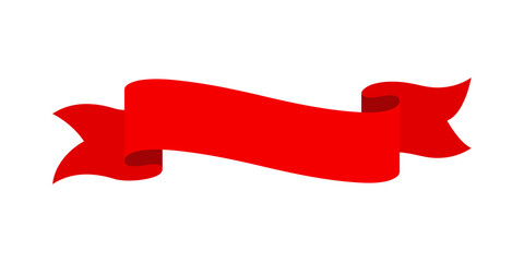 Vector red ribbon banner set. Flat red ribbon for discount label in product sales.