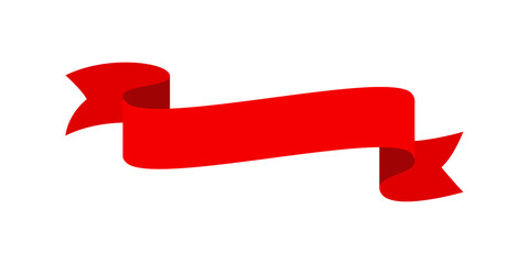 Vector red ribbon banner set. Flat red ribbon for discount label in product sales.