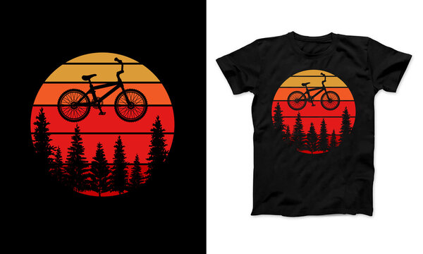 Vintage cycling graphic t-shirt design template