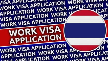Thailand Circular Flag with Work Visa Application Titles - 3D Illustration