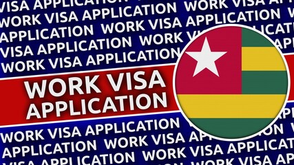 Togo Circular Flag with Work Visa Application Titles - 3D Illustration