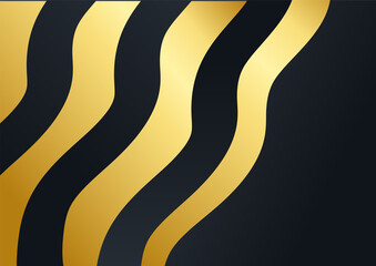 Black grunge corporate abstract background with golden lines. Vector banner design