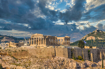 Iconic view of the Acropolis of Athens, Greece