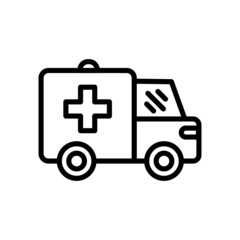 Ambulance line icon isolated on white background. Editable live stroke high quality vector symbol