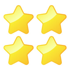 Four Gold Stars - Amazing vector icon of four gold rounded stars suitable for game, animation, apps, icon, sign, sticker, children book, decoration, and illustration in general - Vector Icon