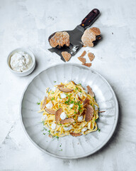 Tagliatelle with truffle cream sauce