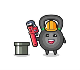Character Illustration of kettlebell as a plumber