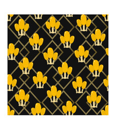 Vector Illustration Of Three Chicken Gold Pattern, Yellow, Gold and Black Colors Background.