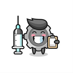 Mascot Illustration of gear as a doctor