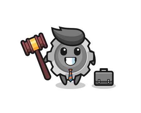Illustration of gear mascot as a lawyer