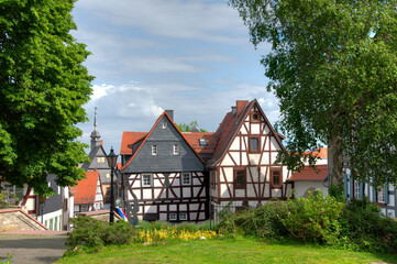 Fototapeta na wymiar Fachwerkhäuser in der Altstadt von Oberursel, Hessen, Deutschland