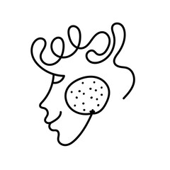 Woman head vector icon, abstract hand drawn face. One line pictogram. Outline contour profile, simple illustration