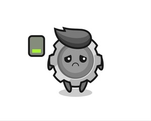 Fototapeta premium gear mascot character doing a tired gesture