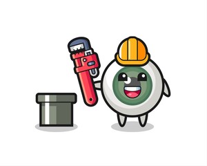 Character Illustration of eyeball as a plumber