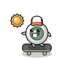 eyeball character illustration ride a skateboard