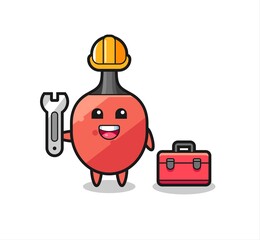 Mascot cartoon of table tennis racket as a mechanic