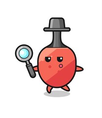 table tennis racket cartoon character searching with a magnifying glass