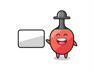 table tennis racket cartoon illustration doing a presentation
