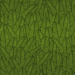 Obraz premium Seamless pattern tropical banana leaves Background with texture of palm leaves for wallpaper design decoration paper textiles invitation cards holidays social networks Abstract exotic summer backgroun