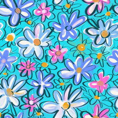 Fototapeta na wymiar Seamless pattern with bright spring flowers