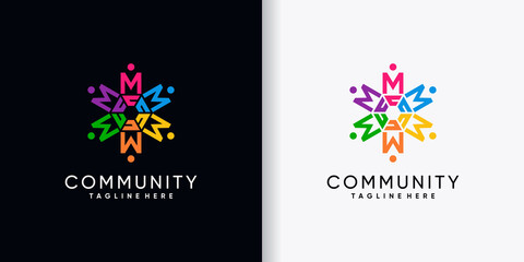 Community logo design initial letter M with creative concept