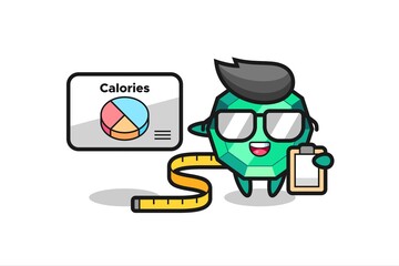 Illustration of emerald gemstone mascot as a dietitian