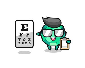 Illustration of emerald gemstone mascot as an ophthalmology