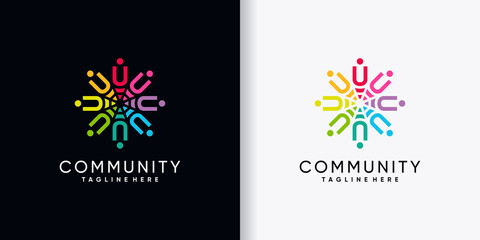 Community logo design initial letter U with creative concept