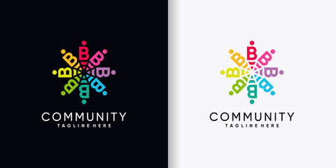 Naklejka premium Community logo design initial letter B with creative concept