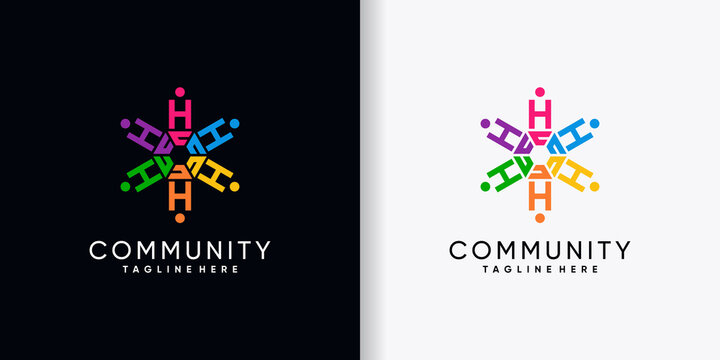 Community logo design initial letter H with creative concept