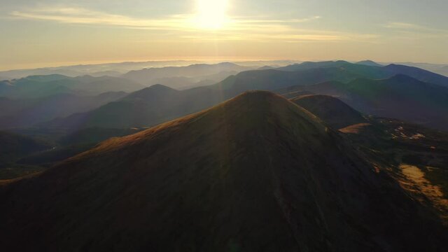 Aerial View of Mountain Hills, Carpathian Mountains Landscape.