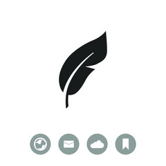 Feather vector icon. Retro pen symbol.