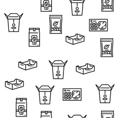 Box Carton Container Vector Seamless Pattern Thin Line Illustration - obrazy, fototapety, plakaty