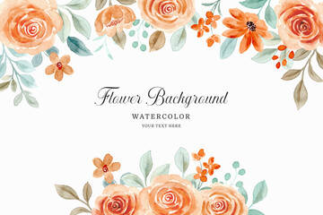 Rose flower background with watercolor