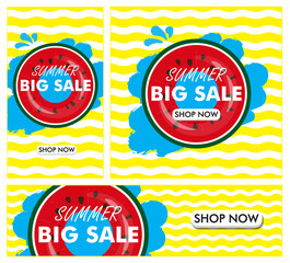 Summer sale banner template background set consisting of instagram posts, instagram stories and billboard ads. Perfect for online advertising