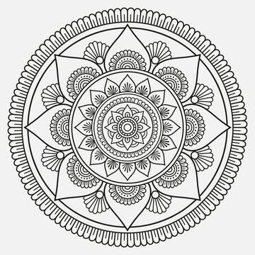 Vector mandala pattern design with hand drawn henna tattoo pattern for background, coloring book page and your desired ideas