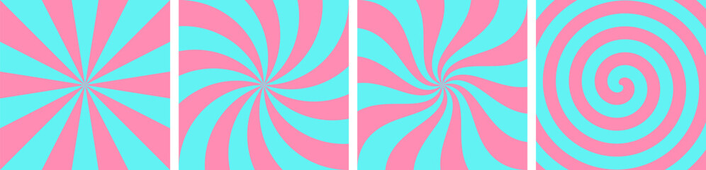 Naklejka premium Set of blue and pink sweet candy abstract vector backgrounds