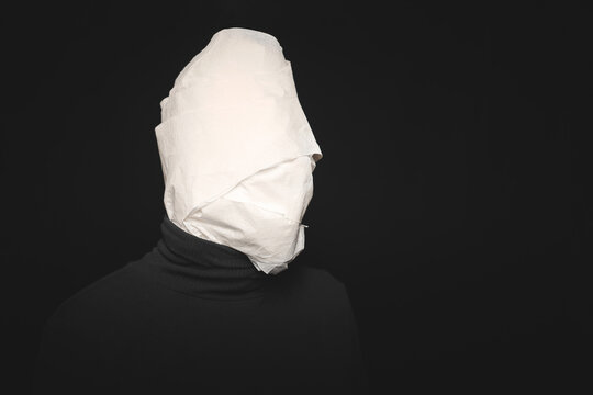 Man Head Wrapped In Toilet Paper