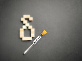 B.1.617.2 text background. Respiratory disease concept. Stock photo.