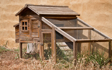 Backyard chicken coop for sustainable rural life and organic farming Self sufficiency concept © SandraeMontoro