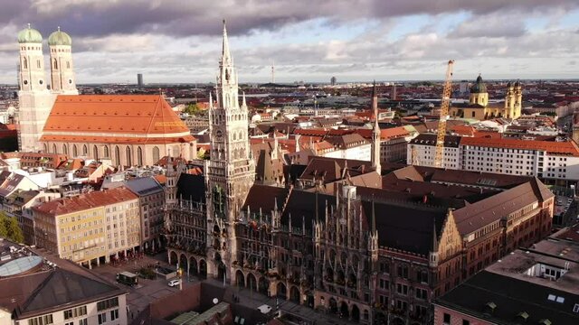 The Marienplatz square. Munich in a bird's-eye view. 