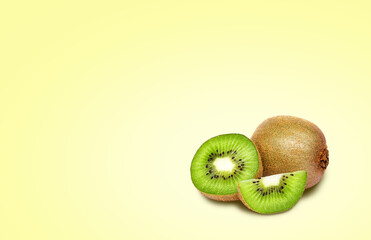 Composition of juicy kiwi on a bright background